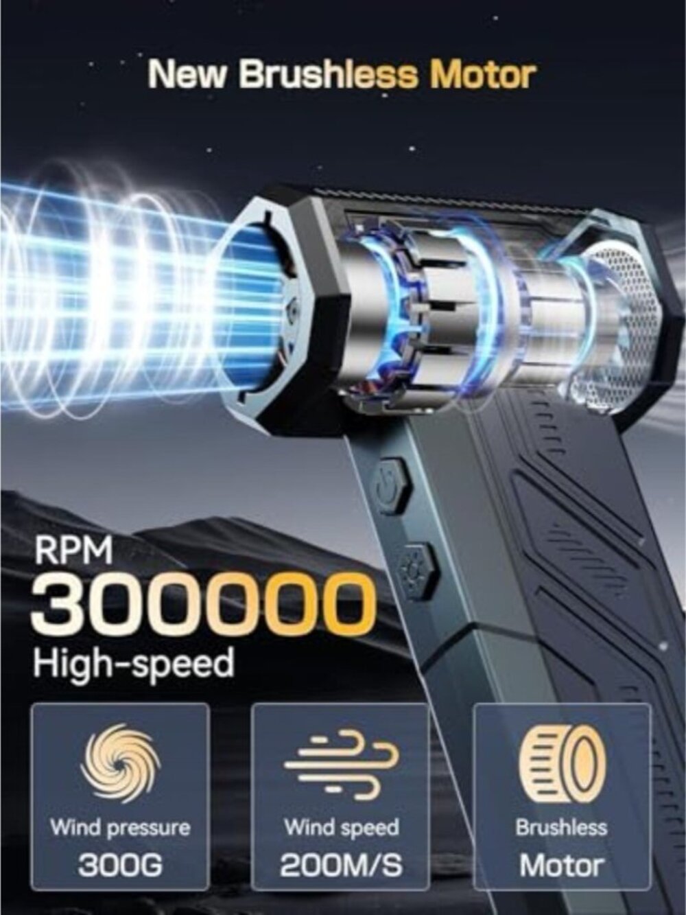 Super Wind Monster - 1 Min Fast Compressed Air Duster - 200000RPM Electric Air D - Picture 2 of 6